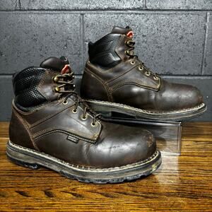 Red Wing Irish Setter Brown Leather Work Boots Steel Toe USA Made Men’s 9.5